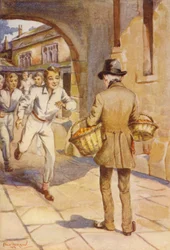 There was a rush of small boys upon the little pale-faced man