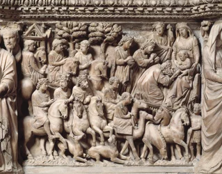 The Travel and Adoration of the Magi (detail)
