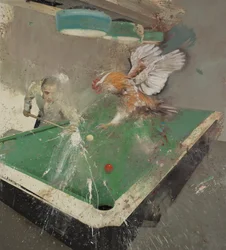 Billiards with a rooster