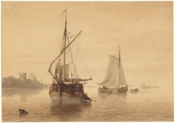 River Landscape with Some Ships