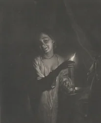 Young Woman Holding a Candle in a Bedchamber