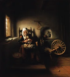 Old Woman Peeling Apples