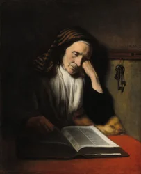 An Old Woman Dozing Over a Book, c.1655