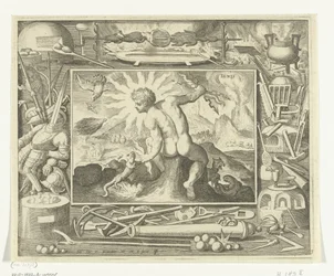 Element Fire as a Young Man with Lightning Bolts, Ignis (title on object), The Four Elements (series title)