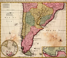 Chart of Paraguay, Chile, Straits of Magellan and Tierra del Fuego in South America