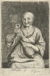 Old Woman with Glass and Jug