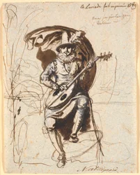 The Portuguese Poet Camoens Sitting on a Rocky Coast with His Lute, Seen from the Front