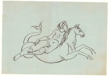 A Naked Woman Lying on a Seahorse