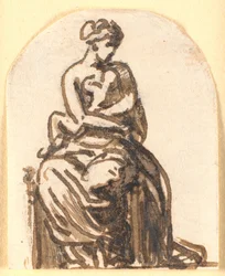 A Seated Woman with a Small Child in Her Arms