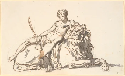 A Black Woman Resting on a Lion. Allegory of Africa