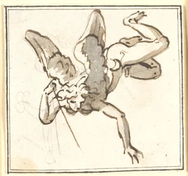 A Floating Cupid with Arrow in Hand