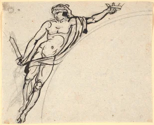 A Floating Male Figure with a Crown in the Right Hand