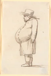 Caricature of a Pot-Bellied Man, Standing in Profile to the Left