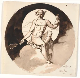 Wednesday. Mercury Sitting with Staff and Money Bag