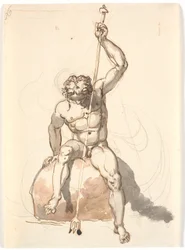 Seated Male Figure with Trident