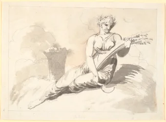 Summer, a Seated Woman with Sheaves and Sickle