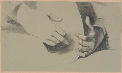 Study of Two Hands Holding an Oval Object (a Mirror or a Crown?)