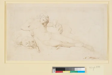 Sleep, a Reclining Male Figure with a Sleeping Dog