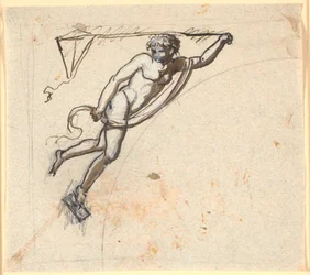 Floating figure with a dragon in hand