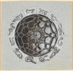Draft for a Geometric Decoration of a Dome; Around the Zodiac Signs