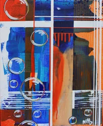 Abstract Blue Orange Bubbles