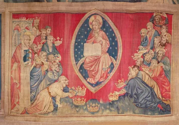 The twenty-four elders prostrate themselves before God, from the Apocalypse Tapestry of Angers, 1373-87