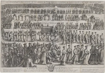 The Procession of the Casket of St. Genevieve, with Clerics and Laymen Marching in Six Rows
