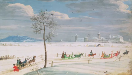 German Snowscape with sledges