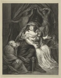 Seated Old Man with Distressed Mother and Two Daughters