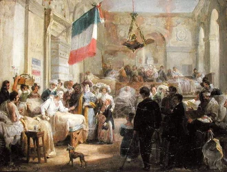Queen Marie-Amelie Visiting the Wounded at the Ambulance de la Bourse, 25th August 1830