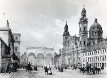 Royal Palace, Hall of Marshals and Church of the Theatines in Munich