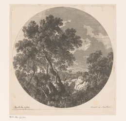 Landscape with Two Figures Walking Behind a Pack Animal