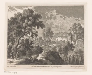 Landscape with Walking Man and Woman by Ruins