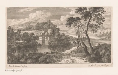 River Landscape with Bridge with Two Arches