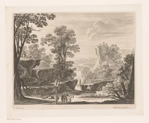 Fishermen on Rocks by River