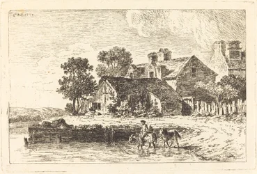 Horses Being Led to Water on a Winding Riverbank