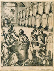 Drinkers in a Wine Cellar