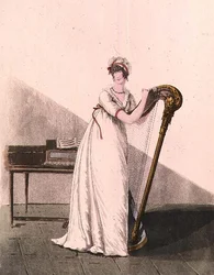 Young woman with a harp from Heideloff