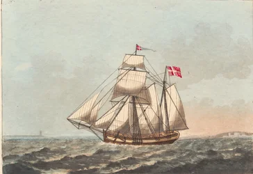 A Danish Galley, Seen in Shelter, with Side Wind