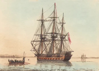 A Danish Warship at Anchor on a Calm Morning