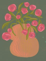 Pink Flowers Orange Vase