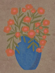 Rustic Orange Floral Vase