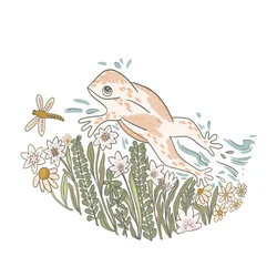 Whimsical Frog and Flowers
