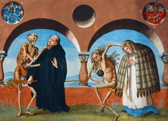 Death, the Abbot and the Canon from the Dance of Death Cycle by Albrecht Kauw