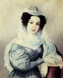 Portrait of Camilla Ivasheva Le Dantieau 1808-1839, wife of Decembrist Vasily Ivashev, 1834