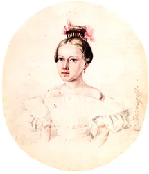 Portrait of Olga Annenkova, Daughter of Decembrist Iwan Annenkow, 1836