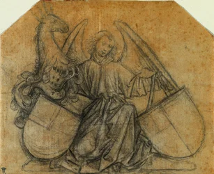 An Angel Supporting Two Escutcheons, 1470