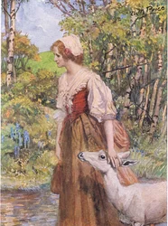 The Lily-white Doe Leaped Up and Laid Her Head in the Maiden