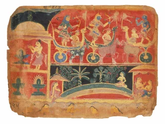 Illustration for Bhagavata Purana, the Rukmini-Haran Battle Scene