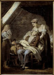 The unhappy family. Painting by Octave Tassaert